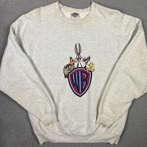 Vintage LOONEY TUNES Sweatshirt Large Warner Bros Acme Clothing Taz 90s 1991
